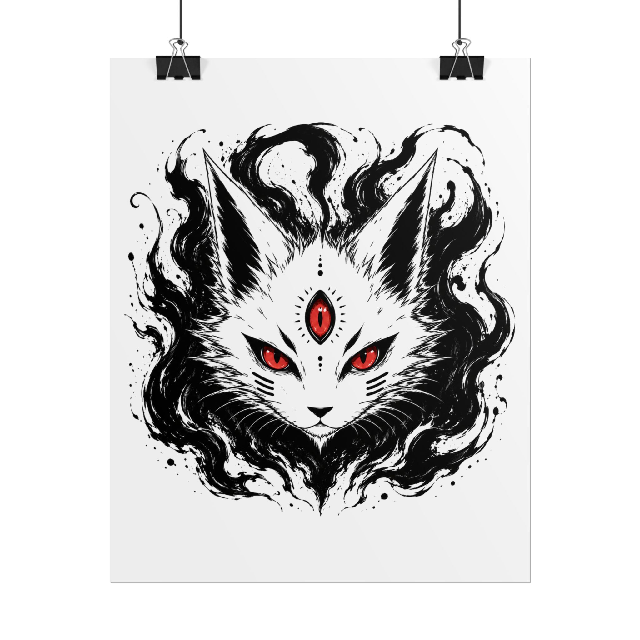Redseer Fox Demon - Dark Ink Illustration Wall Art